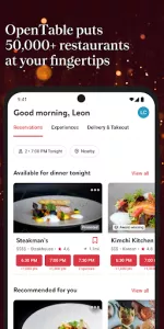 OpenTable app screenshot 1